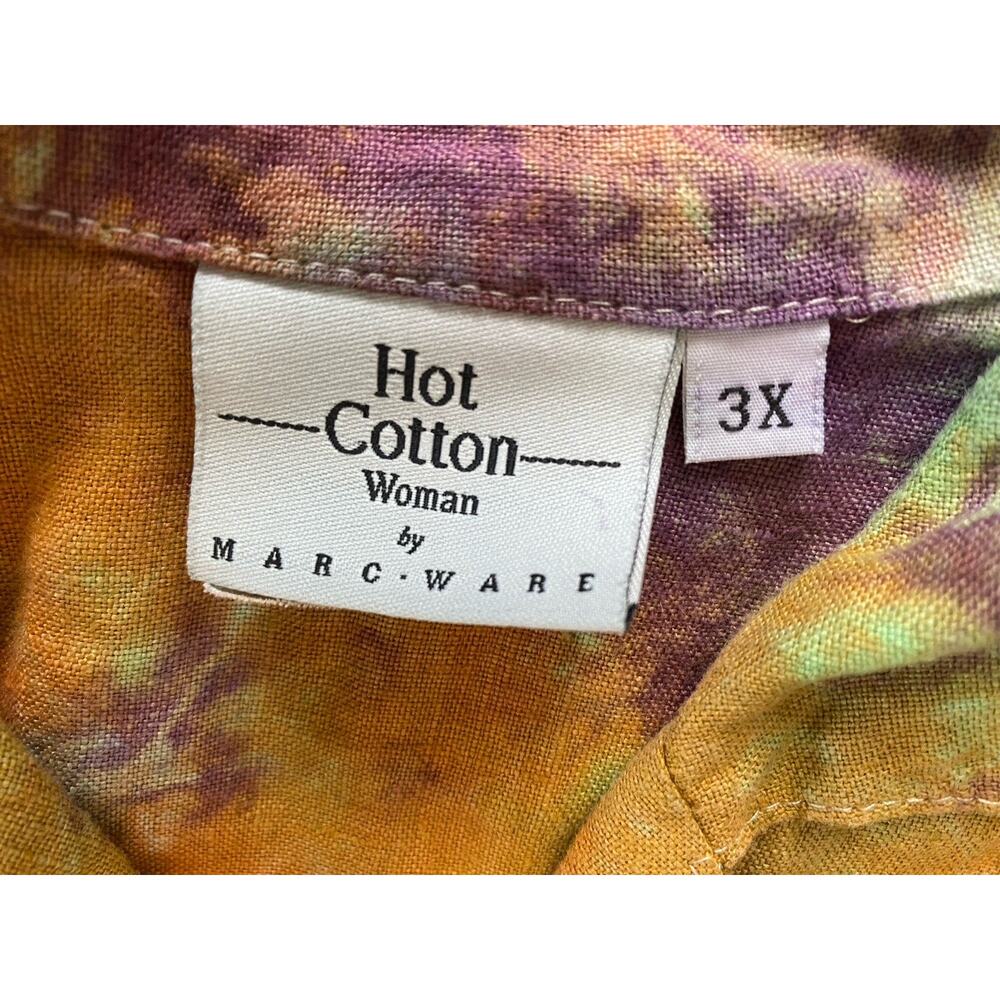 HOT COTTON MARC WARE Womens 100% Linen Button Up Collar Shirt 3X - Picture 3 of 5